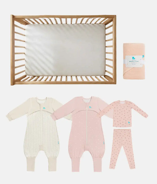 Ultimate Toddler Mattress Gift Bundle | Mattress | Sleep Suit | Towel | Wash Cloth | Burp Cloth | Bib | Blush