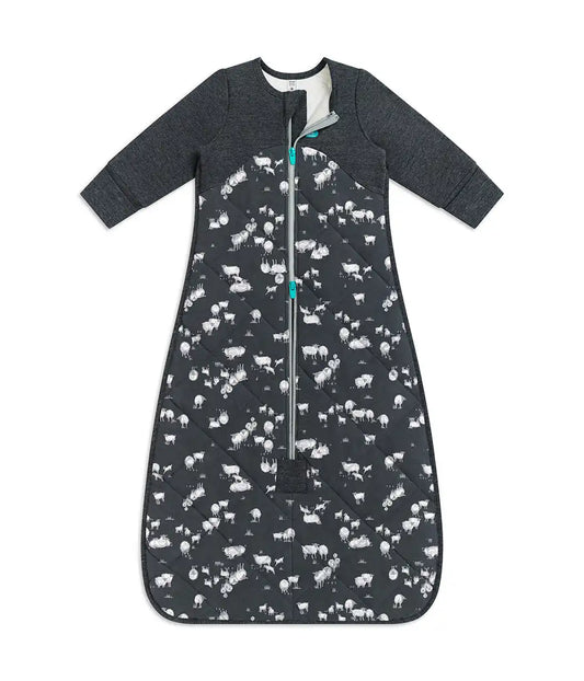 Sleep Bag Long Sleeve 3.5 TOG Organic Cotton/Merino Wool Charcoal Sheep Life