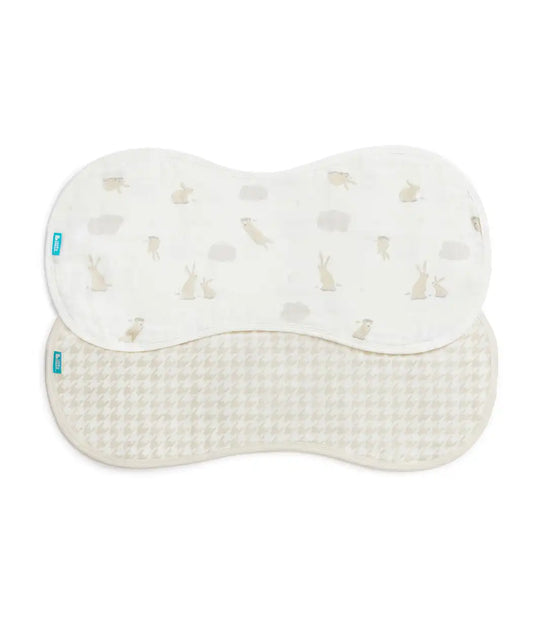 Burp Cloth 2 Pack Muslin White Cloud Bunnies