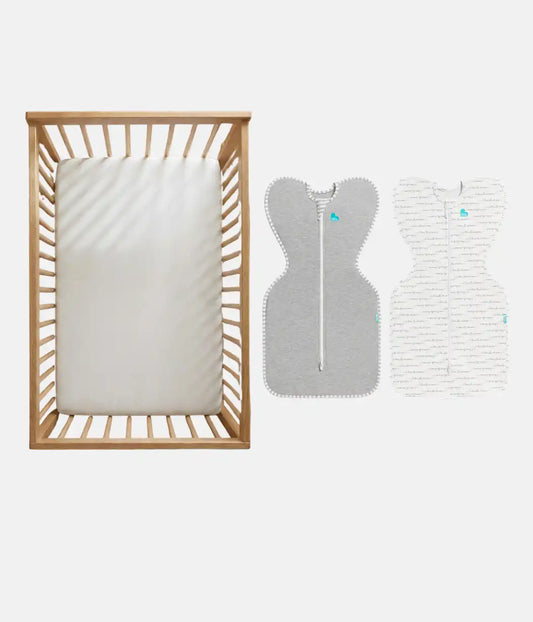 Essential Mattress Gift Bundle | Mattress | Swaddle | 1.0 TOG | Gray | Dreamer White
