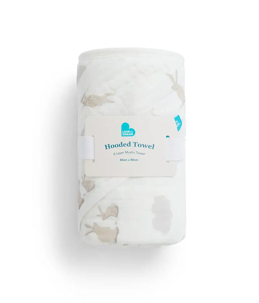 Hooded Towel Muslin White Cloud Bunnies